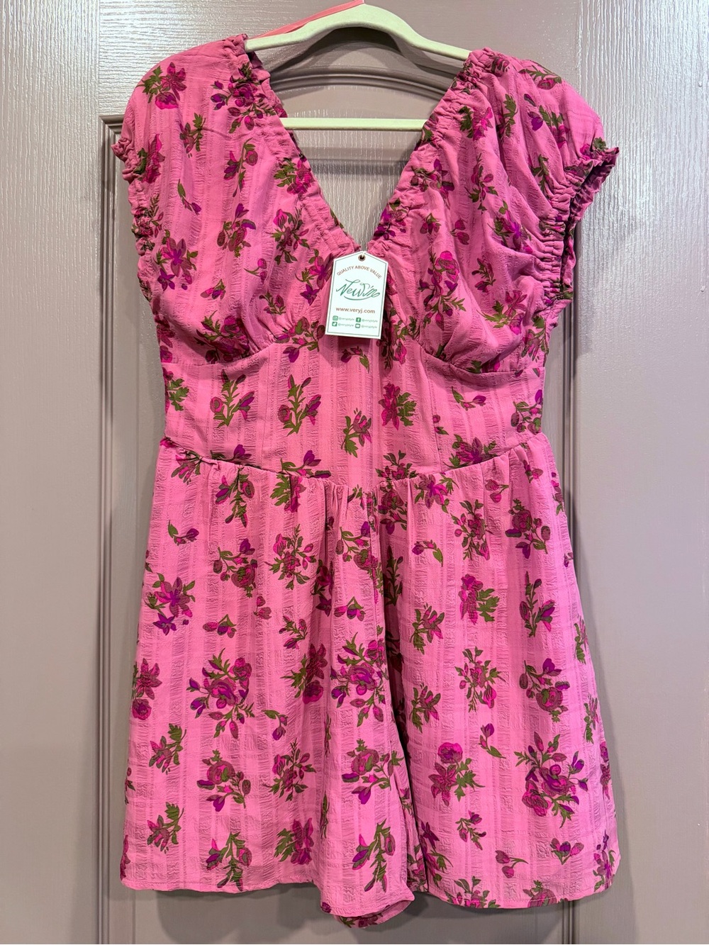 Very J Pink Floral Romper